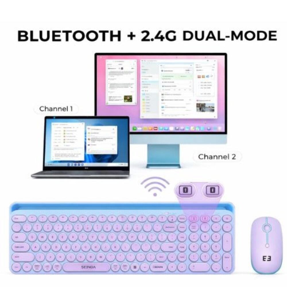 Dual Connection Bluetooth USB Keyboard Mouse Combo for iPad Tablet Laptop PC - Picture 4 of 4